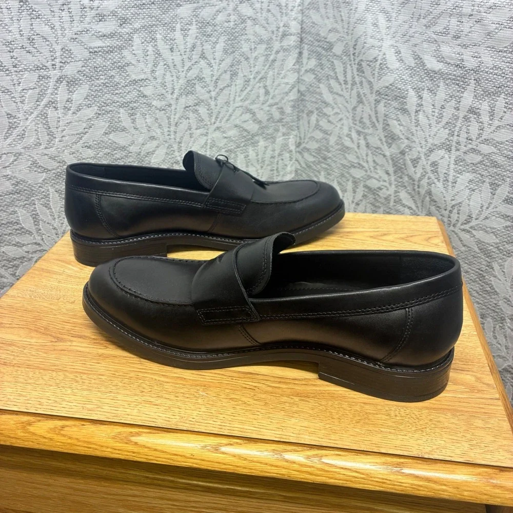NIB Parrotto Mens Black Genuine Leather Loafers 12 Dress‎ Shoes Made in Italy